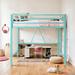 Berene Twin Loft Bed by Harriet Bee Metal in Green | 72 H x 78 W x 44 D in | Wayfair AB9E3E9BA2604FAF9AB630E79F04EFA0