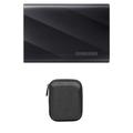 Samsung Portable SSD T9, 4 TB, 2.000 MB/s Lesen und Schreiben, USB 3.2 Gen.2x2, PC, Smartphone und 12K Kameras, MU-PG4T0B/EU + Amazon Basics Festplattentasche, schwarz