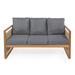 Bay Isle Home™ Stonewood 62.99" Wide Outdoor Straight Patio Sofa w/ Cushions Wood/Natural Hardwoods in Brown | 31.5 H x 62.99 W x 28.3 D in | Wayfair