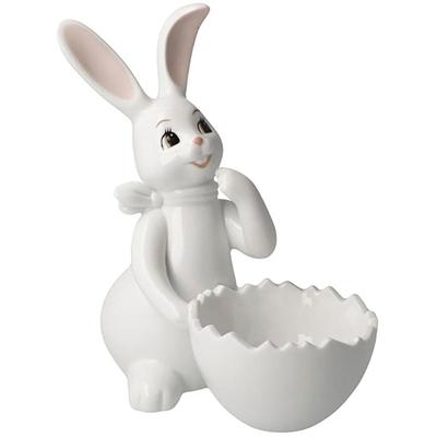 Osterhase GOEBEL "Figur Hase mit Schale Snow White - Cute Girl", weiß, B:13,5cm H:16cm T:7cm, Porzellan, Dekofiguren, Osterfigur, Dekofigur, Ostern, Osterdekoration Image