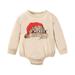 ASFGIMUJ Baby Sweatshirt Romper Children S Kids Toddler Christmas Santa Letters Long Sleeve Sweatshirt Christmas Romper Jumpsuit Baby Bodysuits Boy Beige 6 Months-12 Months