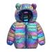 Virmaxy Toddler Baby Girls Boys Hooded Puffer Jacket Unisex Infant Shiny Quilted Hoodies Cute Bear Ear Hooded Down Jacket Solid Long Sleeve Full Zip Up Jacket Blue 4T