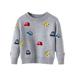 Hfolob Toddler Boys Girls Sweater Cartoon Cars Print Sweater Long Sleeve Warm Knitted Pullover Knitwear Tops Sweater Cute Sweaters