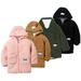 KYAIGUO 3-12Y Girls Boys Autumn Winter Fleece Jackets Coats Kids Toddler Warm Fleece Outwears with Hoodie Mid-Length Pocket Zip Jackets