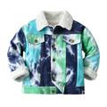 TAIAOJING Toddler Baby Girl Boy Winter Outfit Clothes Boys Windproof Tie Dye Prints Denim Jacket Kids Warm Outerwear Jacket Coat 5-6 Years