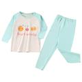 Toddler Pajamas Children S Long Autumn Clothes Set Boys Warm Underwear Girls Home Wear Base Children S Wear Kids Sleepwear Mint Green 18 Months-24 Months