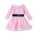 kpoplk Christmas Dresses for Girls Toddler Girls Long Sleeve Christmas Party Princess Dress For Kids Babys Clothes Xmas Pink 3-4 Y