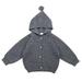 Cathalem Big Kid Sweater Toddler Coats Teal Knit Sweater Autumn Boys and Girls Solid Color Hooded Cardigan Baby Knitted Wool Coat Toddler (Grey 18-24 Months)