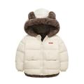 PURJKPU Boys Girls Hooded Down Jacket Winter Warm Fleece Windproof Puffer Coat Outwear With Bear Ear Hoodie White 130