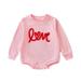 Baby Girl Jumpsuits Sleepy Autumn And Winter Baby Girl S Pink Sweater Embroidered Love Long Sleeved Jumpsuit Pink 0 Months-3 Months