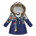 Levmjia Winter Coat for Girl Tops Long Sleeve Jackets Toddler Baby Floral Print Jacket Parkas Hoodies Jacket For Kids Winter Thick Warm Windproof Coat Outwear Jackets