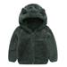 QUYUON Infant Newborn Winter Jacket Discounts Long Sleeve Fleece Jacket Toddler Baby Boys Girls Solid Color Plush Cute Bear Ears Winter Hoodie Thick Coat Jacket Army Green 12-18 Months