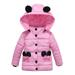 Cathalem Big Kid Coat Toddler Coats Little Girl Jacket Size 5 Boys Girls Cute Dots Printed Light Padded Jacket Bear Hooded Big (Pink 18-24 Months)