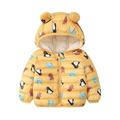 QUYUON Baby Jackets Outwear with Hoodies Winter Long Sleeve Puffer Jacket Toddler Baby Boys Girls Fall Winter Cotton Padded Jacket Hooded Zipper Jacket Coat Yellow 3T-4T