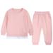 Elainilye Fashion Winter Girls Sweatsuit Crew Neck Long Sleeve Sweatshirt Casual Gold Silk Trousers 2 Piece Set Pink