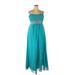 DFI Los Angeles Cocktail Dress - Formal: Teal Solid Dresses - Women's Size 3X