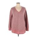 Weekend Suzanne Betro Pullover Sweater: Burgundy Print Tops - Women's Size 1X