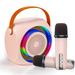 Jahy2Tech Portable Karaoke Machine with RGB Led Lights Cute Bluetooth Speaker with 2 Wireless Microphones Singing Machine for Kids Audlt Gift Party Outings Home 2023 Pink