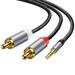 RCA Cable 3.5 Jack to 2 RCA Aux Audio Cable 3.5 mm to 2RCA Male Adapter Splitter for TV Box Amplifier Speaker Wire Cord Grey 3m