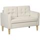 Homcom Compact Loveseat Sofa 2 Seater Sofa With Storage And Wood Legs Cream