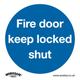 Sealey SS4V10 Mandatory Safety Sign - Fire Door Keep Locked Shut - Self-Adhesive Vinyl - Pack Of 10