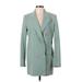 Gestuz Blazer Jacket: Mid-Length Teal Print Jackets & Outerwear - Women's Size 34