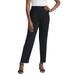 Plus Size Women's Stretch Knit Straight Leg Pant by The London Collection in Black (Size 18/20)