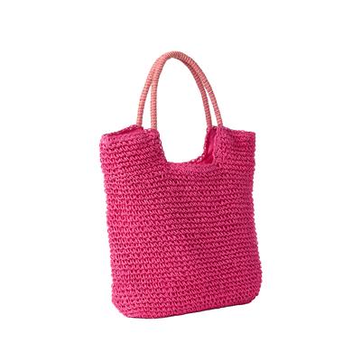 Women's Straw Tote Bag by Roaman's in Pink