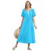 Plus Size Women's Layered Knit Empire Dress by Woman Within in Paradise Blue (Size 2X)