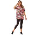 Plus Size Women's Tunic and Side-Stripe Capri Legging Set by Woman Within in Sweet Coral Floral (Size 1X)