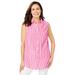 Plus Size Women's Sleeveless Seersucker Shirt by Woman Within in Raspberry Sorbet Pop Stripe (Size 2X)