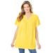 Plus Size Women's Smocked Split Neck Tunic by Woman Within in Primrose Yellow (Size L)
