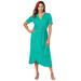 Plus Size Women's Stretch Knit Tie-Waist Midi Dress by Jessica London in Aqua Sea (Size 18/20)