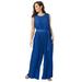 Plus Size Women's Pleated Wide Leg Jumpsuit by Jessica London in Dark Sapphire (Size 24 W)