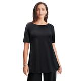 Plus Size Women's Stretch Knit Boatneck Swing Tunic by The London Collection in Black (Size 2X)