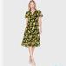 Michael Kors Dresses | Floral Georgette Ruffled Wrap Dress. | Color: Black/Yellow | Size: Xl