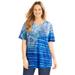 Plus Size Women's Ethereal Tee by Catherines in Ultra Blue Stripe Medallion (Size 1X)