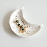 Free People Jewelry | Astrology Star Moon Jewelry Trinket Ring Dish Ceramic Glass Holder Key Ashtray | Color: Gold/White | Size: Os