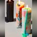 Anthropologie Accents | Anthropology Color Drip Pillar Candle. | Color: Blue/Green | Size: Os