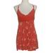 Free People Tops | Free People Shirt Top Blouse Red Xs Babydoll Tank Floral Beaded Spaghetti Strap | Color: Red | Size: Xs