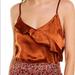 Anthropologie Tops | Anthropologie Cami Rust Orange Slip Top Ruffle En Saison Top Size Med Like New | Color: Orange | Size: M