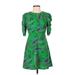 Zara TRF Casual Dress - A-Line High Neck Short sleeves: Green Dresses - Women's Size Small