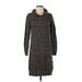 Max Studio Casual Dress - Sweater Dress High Neck 3/4 sleeves: Gray Dresses - Women's Size Small