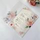 Translucent Envelopes,Vellum Jackets, 50PC/LOT Transparent Watercolor Floral Wedding Invitation Card Cover Semi Invites Jacket Wrap(Color:Flower, Size : Wrap N Invitation) (Color : Blush Flower, Si