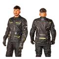 Men's Guard Adventure Motorcycle Black Suit Textile Motorbike Touring Jacket and Trouser CE Armour Biker Reflective with Removable Linings All Season Kit (Jacket L,Trouser XL/36)