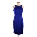 Just... Taylor Casual Dress - Sheath High Neck Sleeveless: Blue Print Dresses - Women's Size 4