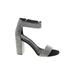 Jeffrey Campbell Heels: Slip-on Chunky Heel Glamorous Silver Shoes - Women's Size 9 - Open Toe