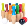 Wooden Bowling Set, Lawn Bowling Games Wooden Bowling Backyard Skittles Yard Game Set with 10 Pins 3 Balls and Mesh Bag for Kids Adults Indoor Outdoor (A)