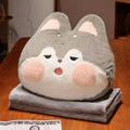 EacTEL Kawaii animal plush pillow nap mat fox cat rabbit husky decoration kids gift birthday 35cm 11