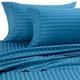 RoyalLinenCollection 3 Piece Duvet Cover Set with Zipper Closure 100% Egyptian Cotton 600 Thread Count Hypoallergenic Teal Stripe Uk Small Double